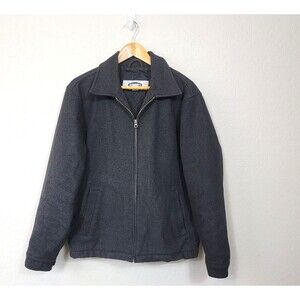 Old Navy Men's  Large Coat Grey Wool Blend Quilt Lined Utilitarian Minimalist